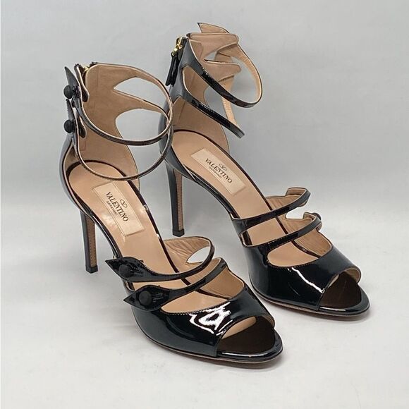 Valentino Garavani Button-Strap Patent Leather Sandals size 36.5 - Picture 3 of 12